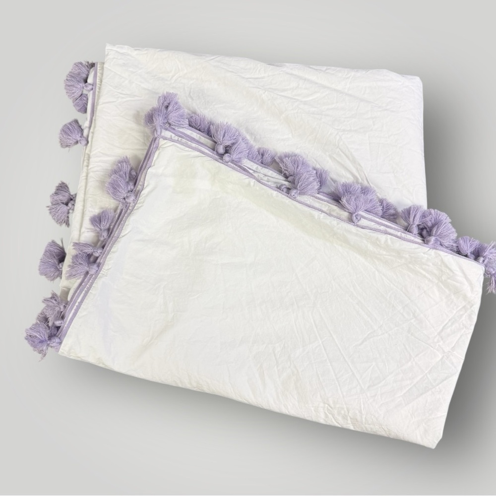 Pottery Barn‎ Teen Tassel Duvet Cover Twin Purple